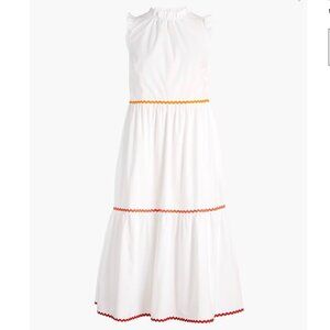 J.Crew Factory Tiered Midi Ruffle Dress with Rickrack Trim Size 2 New